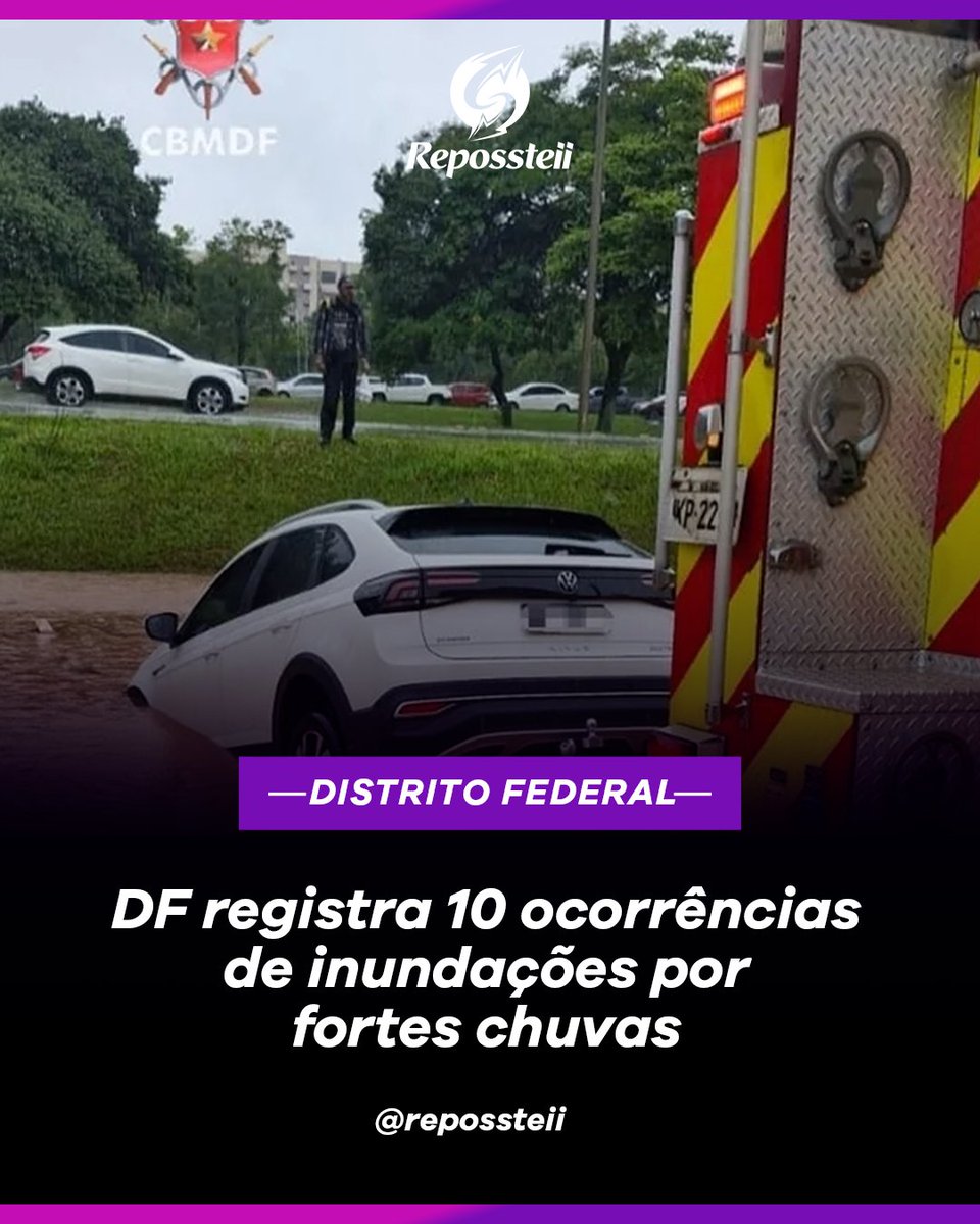 repossteii's tweet image. O DF teve um domingo de chuvas intensas e alagamentos, com 21 ocorrências atendidas pelos bombeiros.
Foram 10 inundações em casas e vias, principalmente no Plano Piloto, SIA e Candangolândia.
A força da enxurrada chegou a submergir carros.
#ChuvasDF #Alagamento #CBMDF #DF