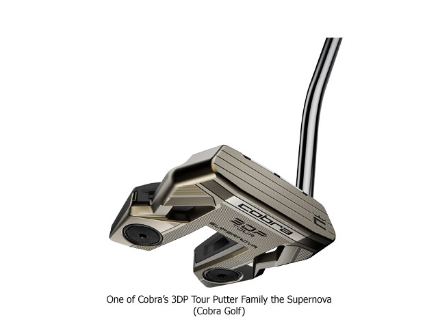 Cobra has become the leader in the use of 3D printing in the production of golf clubs and the new 3DP Tour Putters uses a 3D printed nylon cartridge in a 304 stainless steel MIM body and a carbon fiber crown. tinyurl.com/4sam7tm8