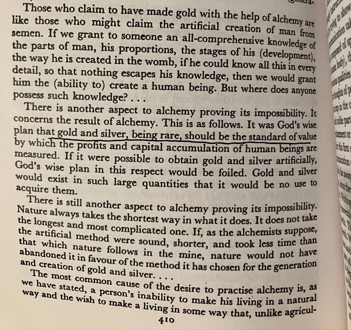 Ibn Khaldûn’s third refutation of alchemy: the inflation would cause money to be non-scarce which is contrary to the plans of God