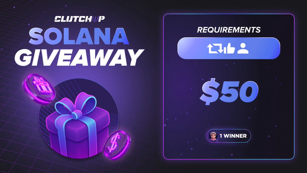 clutchupgg's tweet image. $SOL Giveaway

☑️Requirements

 Follow @clutchupgg
 Like &amp;amp; RT
 Comment your SOL wallet address

⌛️Rolls in: 2 Days