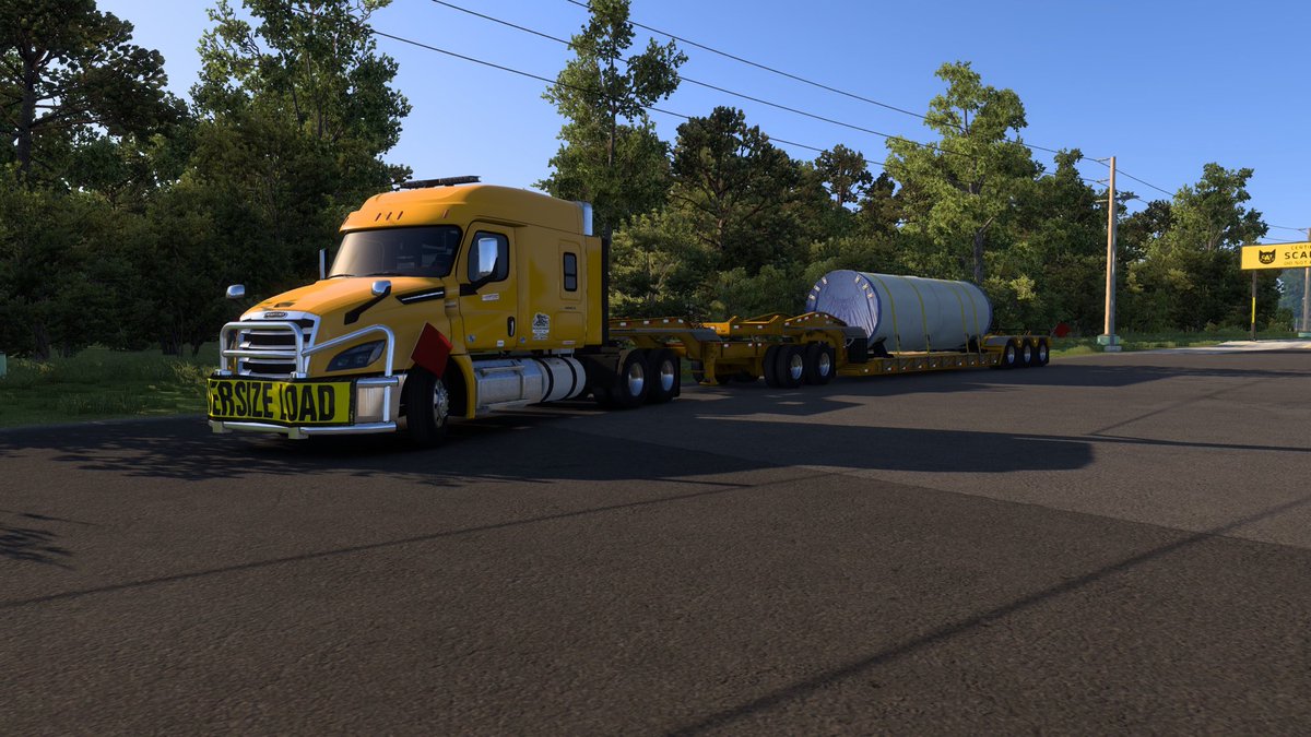 Matthew57738298's tweet photo. Taking a piece of a wind turbine from New Orleans to Washington State in the Cascadia. 

#ats #AmericanTruckSimulator #americantrucksim #freightliner #freightlinercascadia https://t.co/oAutnyINSD