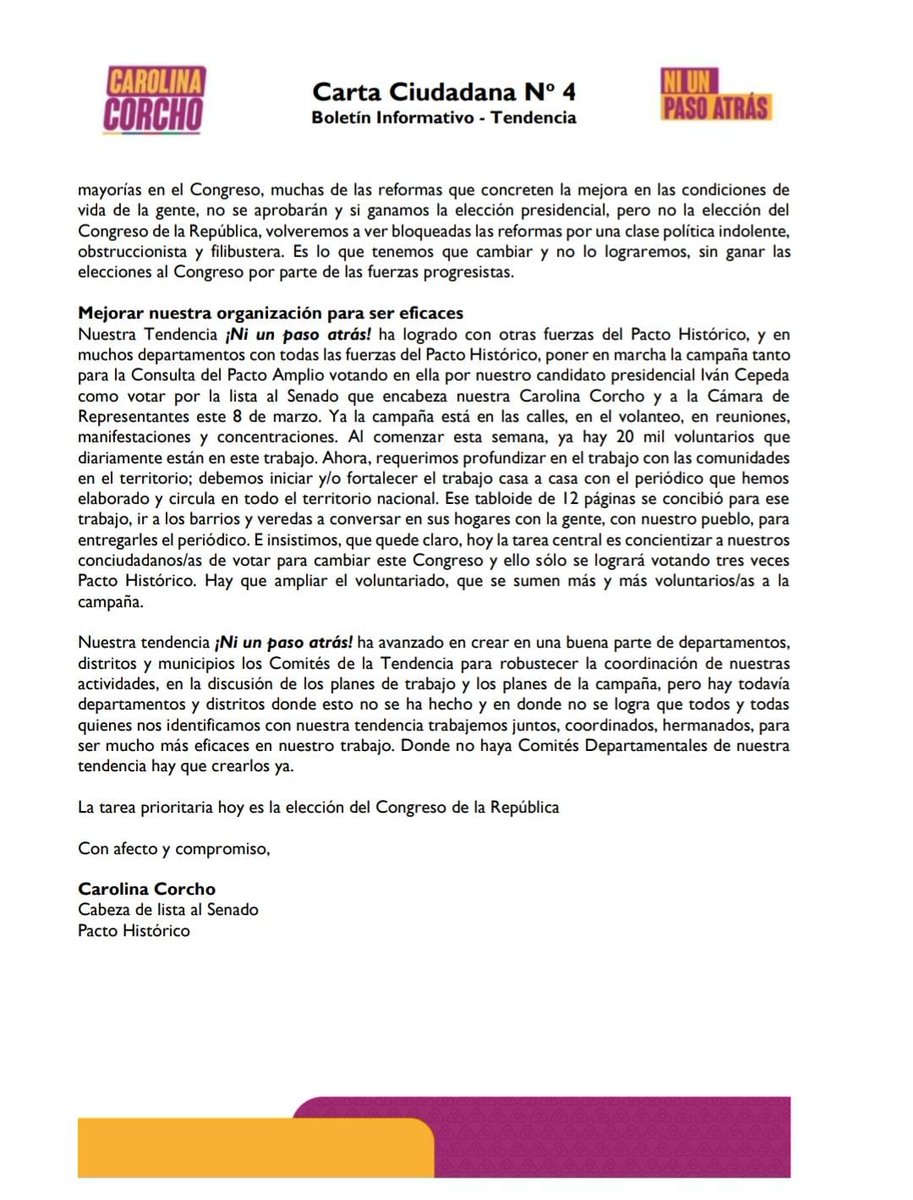 EL CONGRESO: LA ÚLTIMA BARRERA PARA EL CAMBIO

La verdadera batalla por el cambio no es en octubre, es este 08 de marzo. Sin mayorías en el Congreso, las reformas que prometen justicia social, salud pública, tierra y una economía para el pueblo volverán a ser bloqueadas.

La