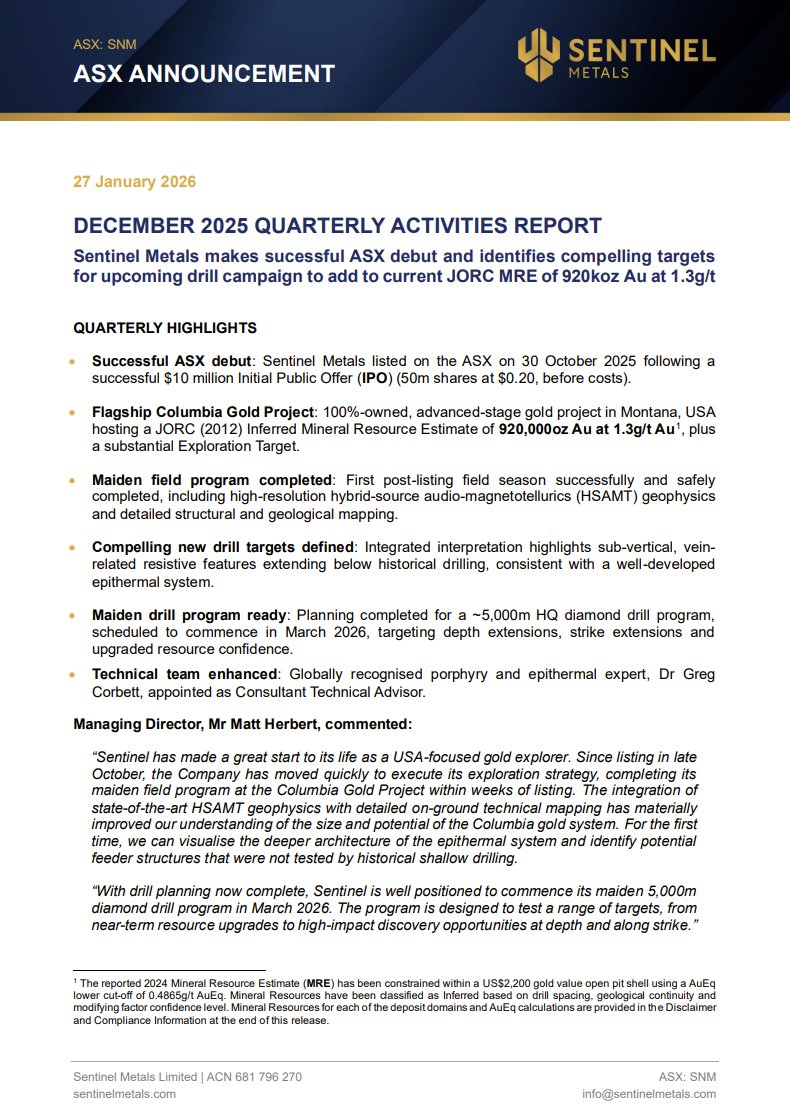 Sentinel Metals tweet media