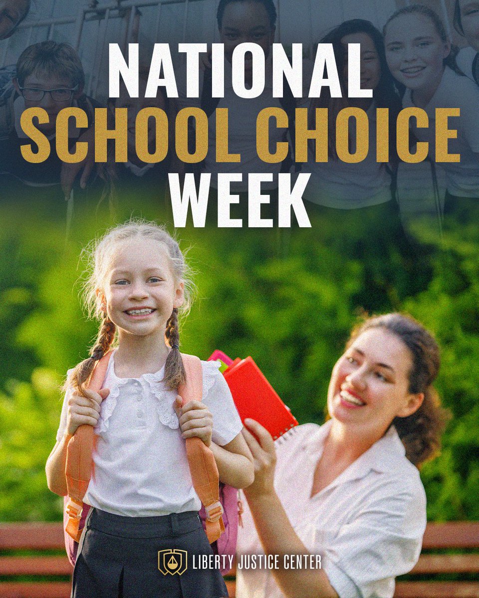 LJCenter's tweet image. Parents should be free to choose the education that best meets their child's needs. That's why LJC is proud to fight for #schoolchoice programs across the country that empower families with educational freedom. #schoolchoiceweek 
libertyjusticecenter.org/issues/educati…
