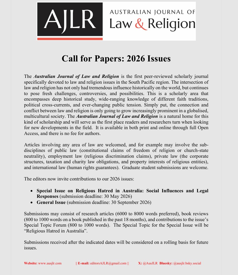 Australian Journal of Law and Religion tweet media