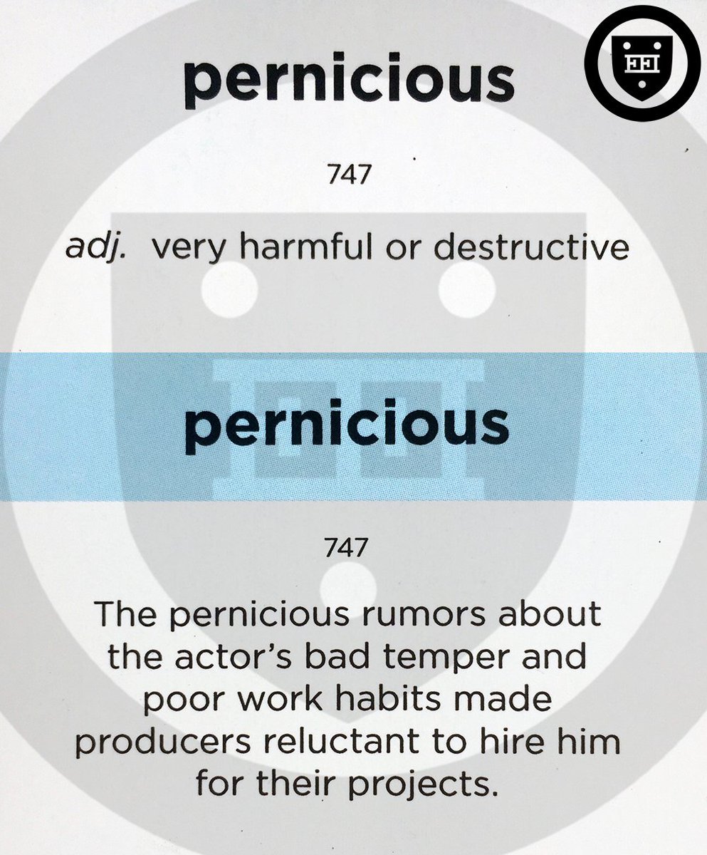 Pernicious

(adj.) very harmful or destructive

#vocabulary #WordoftheDay