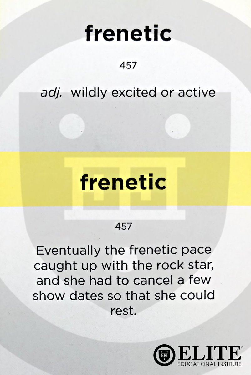 Frenetic

(adj.) wildly excited or active

#vocabulary #WordoftheDay