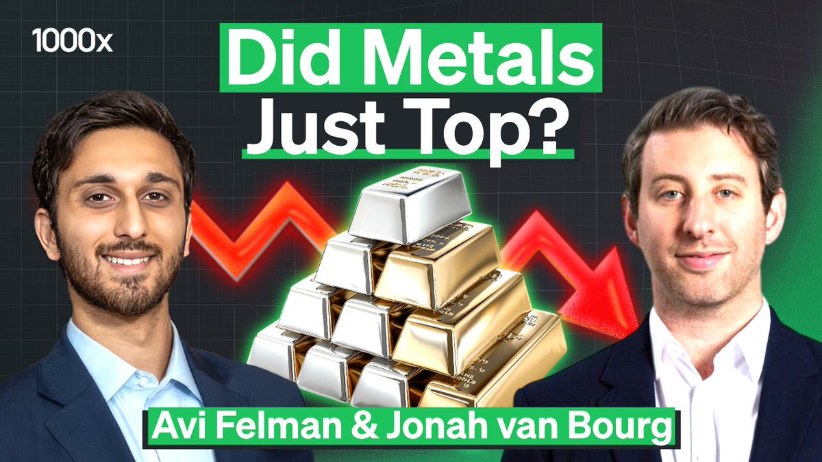 1000xPod's tweet image. NEW POD! @AviFelman @jvb_xyz

We Cover:
▬ Metals alt season
▬ Catchup trades
▬ Bitcoin vs gold
▬ Why crypto is dead

Links below ↓