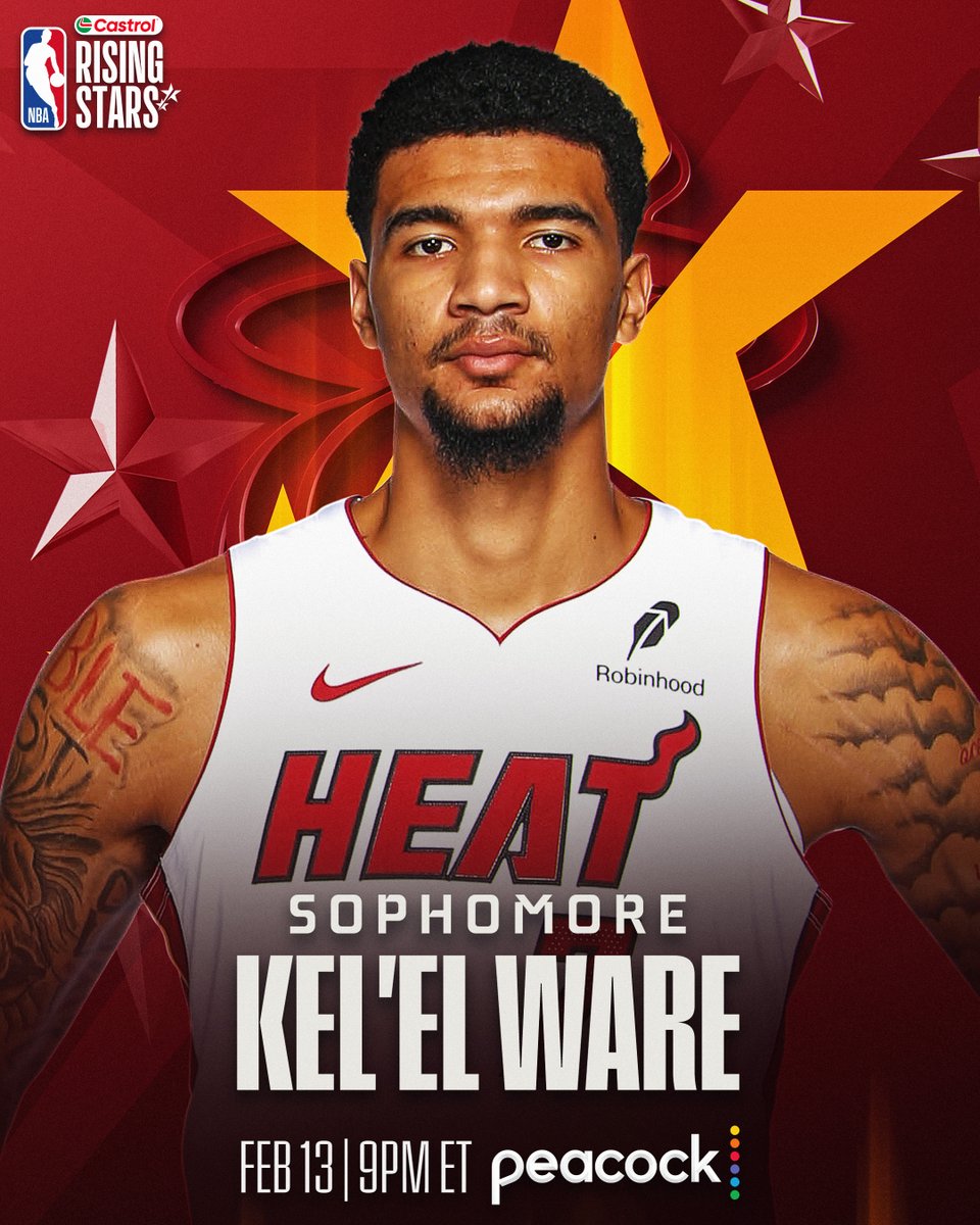 NBAAllStar's tweet photo. Earning his 1st Castrol Rising Stars selection... Kel’el Ware of the @MiamiHEAT!

@KelelWare was drafted as the 15th overall pick in the 2024 NBA Draft out of Indiana. https://t.co/xATolj5F0R