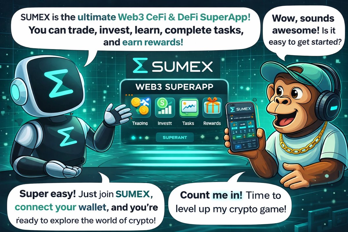 🤖: “Want to trade, learn, and earn crypto?” 🐵: “All in one app?!” Meet  SUMEX Web3 SuperApp 🚀 Trade, invest, complete tasks & earn rewards — all  in one place. Join now