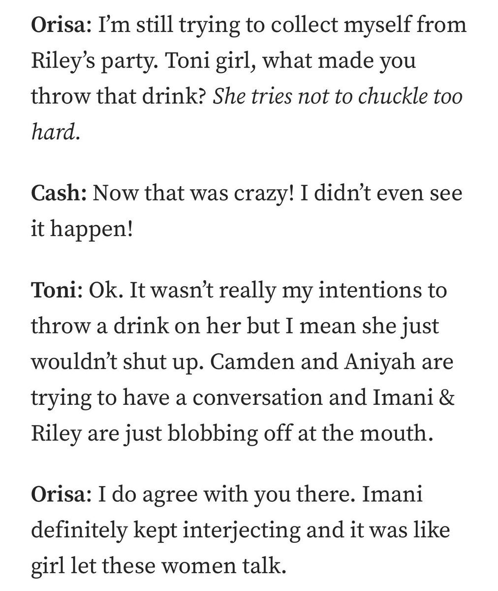 TheAniyahScott's tweet photo. Now although I am not above tossing a good drink or two, I was definitely taken aback seeing Toni just drown Riley like that right in my face LMFAOO. Riley couldn’t believe it omg 😂 #RHOBA https://t.co/K0AFOO8r32