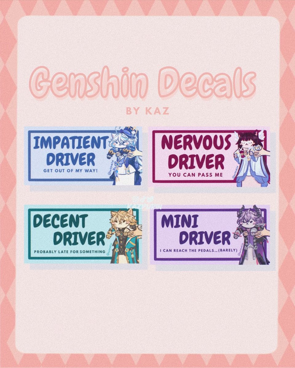 New Genshin Car Decals/Stickers coming soon ft. Furina, Durin, Columbina, Varka