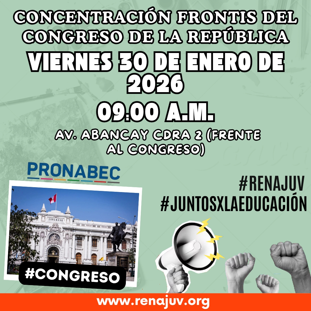 renajuv_peru's tweet photo. ¡SI NO LLEGASTE A LA SEGUNDA TE INVITAMOS A LA TERCERA! 
3° Movilización - BECAS 2026 📷
Concentración #CONGRESO📷
Av. Abancay cdra.2, ref. Cruce con jr. junín 
Viernes 30 de enero de 2026
09:00 a.m.
Estaremos Exbecarios, becarios, postulantes. @peru21noticias @larepublica_pe https://t.co/hT9dFZkyjz