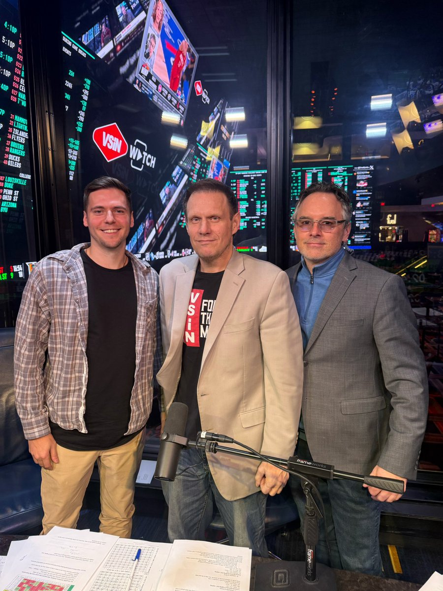JameyPileggi's tweet image. Great to be on @VSiNLive flagship program Follow the Money with Mitch and Pauly talking @CircaSports squares and upcoming Super Bowl LX