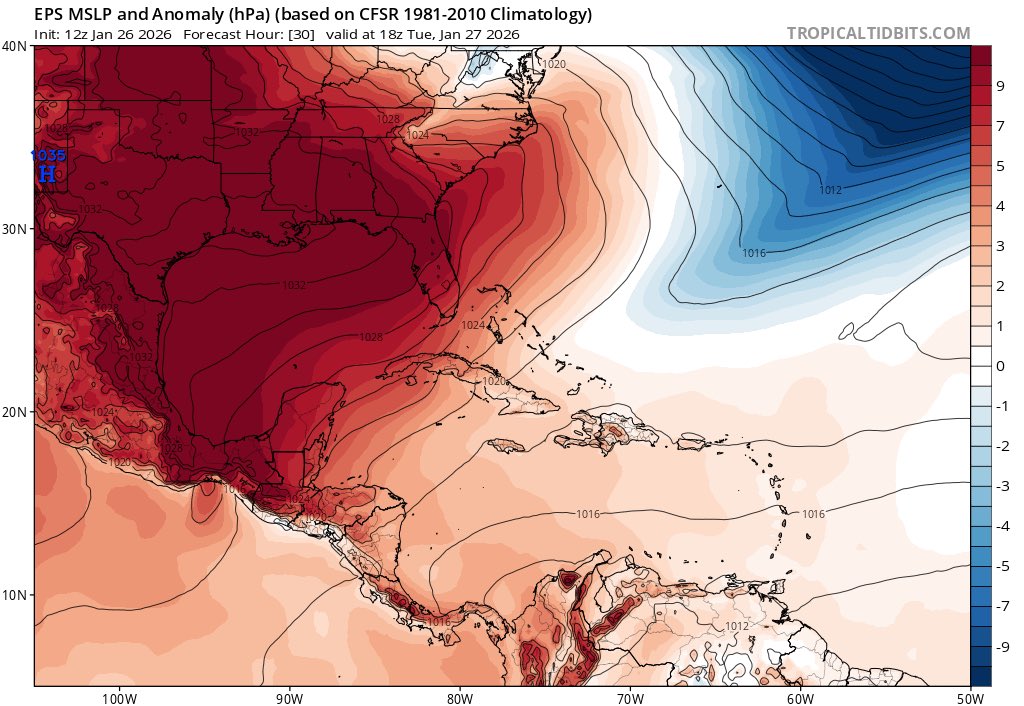 ClimaenGuate's tweet image. Frente frío muy fuerte ingresando al país acompañado de una potente cuña de alta presión de hasta 1026hpa favorecerá desde hoy en la noche y especialmente en la madrugada un evento de viento norte fuerte a muy fuerte especialmente en zonas montañosas del centro, partes altas del…