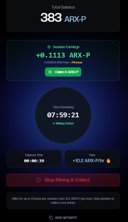 📷 Arxon Mining is LIVE on my dashboard!  📷 Mining Active 📷 Balance growing in real time  This is how next-gen mining looks 📷Who else is mining with Arxon? 📷#ArxonMining #Arxon #Arxonchain

<a href="/ARXONarx/">Arxon</a>