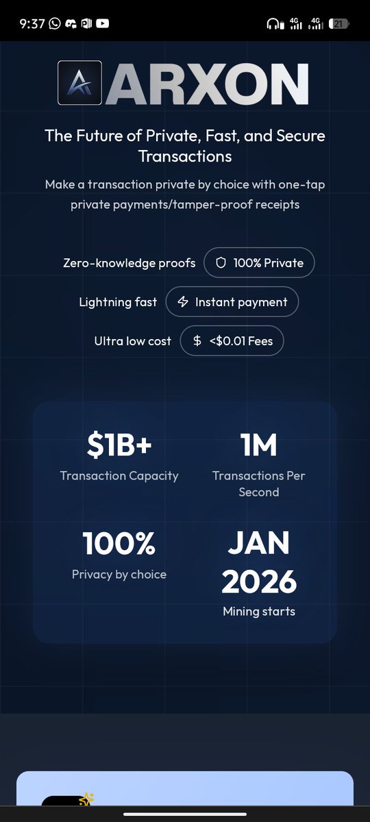 ARXONarx has an Active &amp; growing community   Clear roadmap: Mining Web App - Private Wallet v1 - Voting dApp - Global Adoption Real use cases: private payments, anonymous NFT, confidential on-chain voting, privacy-preserving supply chain tracking  #arxon #ArxonMining #Arxonchain