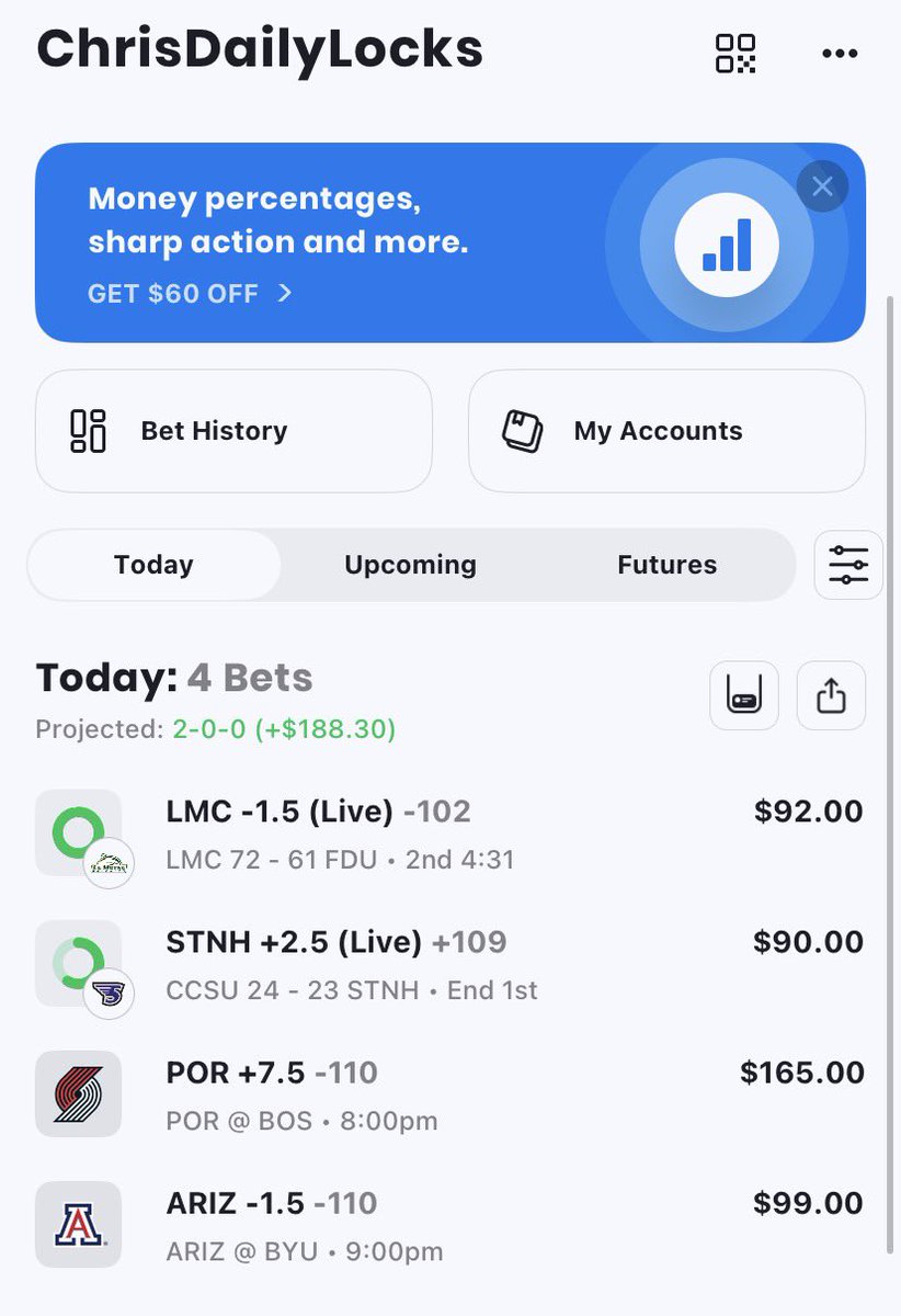 ChrisDailyLocks's tweet image. 2 picks for today left for today nba and college basketball

Portland -7.5

Arizona -1.5