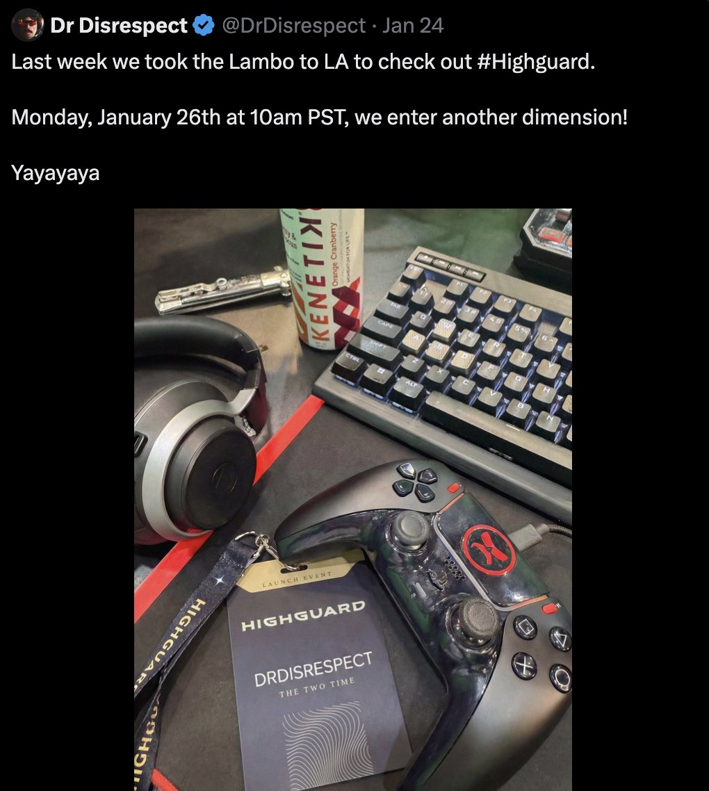 CarlosBitMe's tweet image. If it wasn't for what @DrDisrespect did, i would not even know about #Highguard LOL

That tells you a few things:
1) Their marketing team is ass
2) They invited a bunch of corny, small time streamers to "promote the game" and did zero promoting lol
3) Doc is still Number One