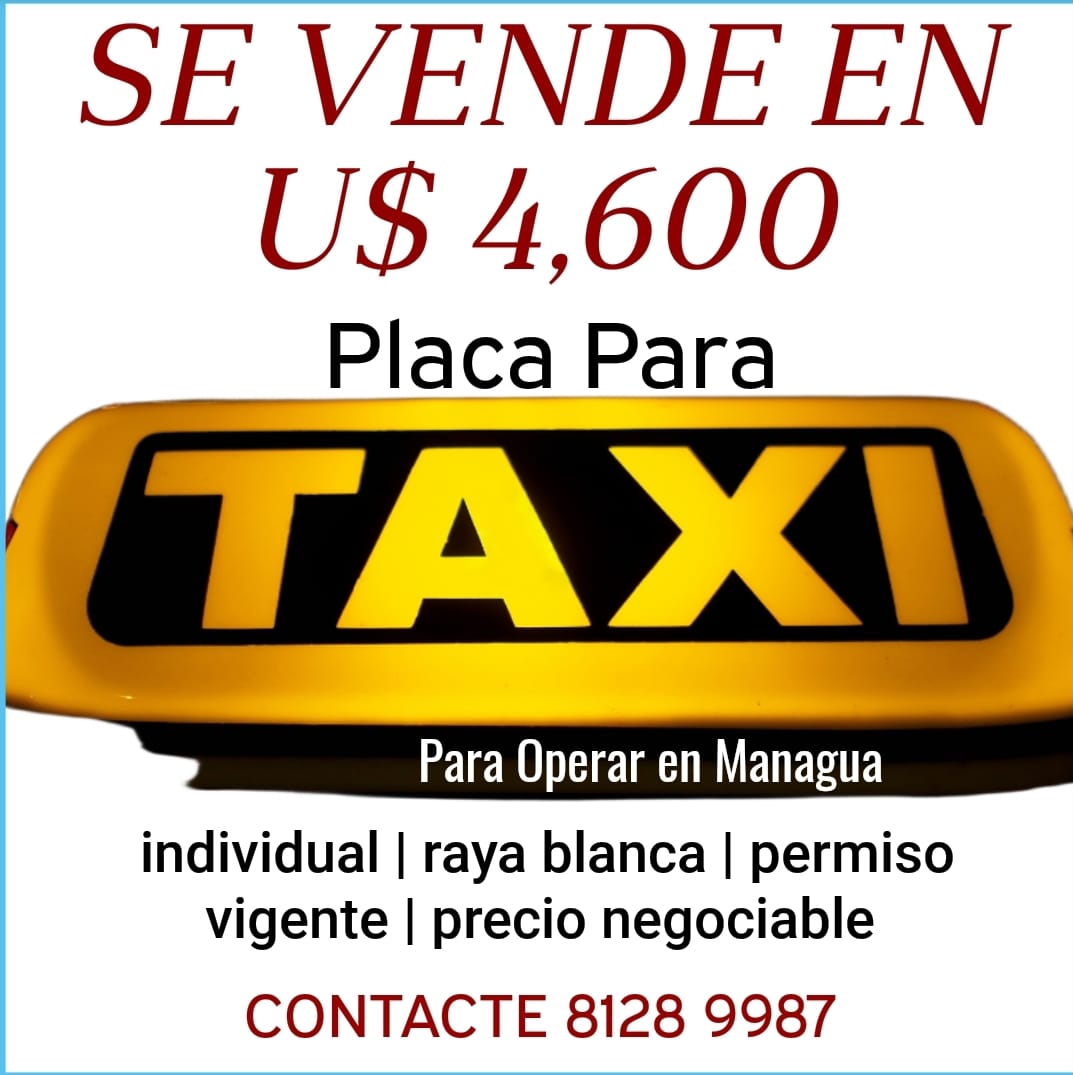 EventosPlan's tweet image. SE VENDEN PLACA PARA TAXI EN MANAGUA CON PERMISO VIGENTE 

Precio: U$ 4,600

Contacte 8128 9987
