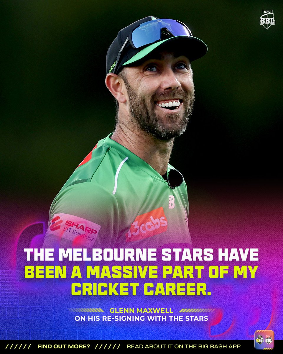 BBL's tweet image. The @StarsBBL lock in Maxi 🔒

Stay up to date with the latest Big Bash Deadline Day news on the Big Bash App: bigba.sh/App

#BBL15