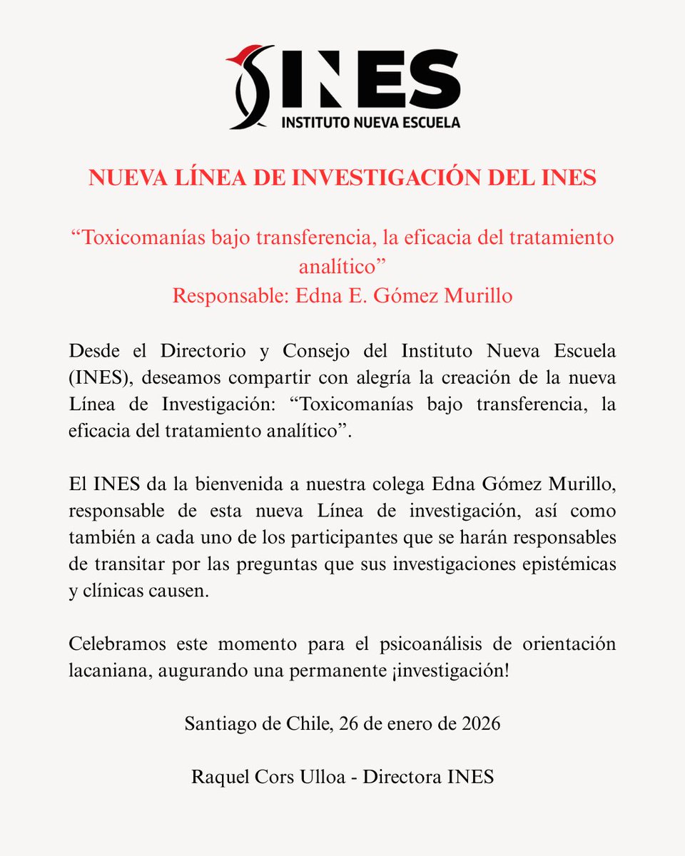 Comunicado: Nueva línea de investigación del INES