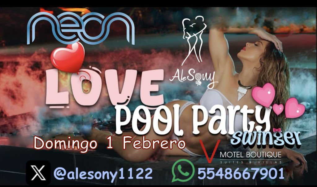 alesony1122's tweet photo. ❤️LOVE❤️
         *👙POOL PARTY👙* 

Fin de semana largo, te quedas en la ciudad o vienen de visita? 

Vamos a disfrutar que el lunes no se trabaja 

@alesony1122 & @neonswclub 

🗓Domingo 1 Febrero
⏰21:00 a 8:00 hrs.
📍V Motel Boutique NORTE!

*🎟️ INCLUYE:*
🍾Barra Libre. (De 21:00 a 24:00 hrs o Hasta agotar existencia) Whisky, Ron, Tequila, Brandy y Vodka
🍱🌭Snacks & Comida.
🏊🏼‍♂️ Alberca Techada con Tobogán y Jacuzzi.
🛋️ Sala Lounge
🍀 Roof Garden
🥤🧊Vasos y Hielos.
🍾BYOB. Puedes traer también la botella y mezcladores de tu preferencia.
🎧DJ DualSw

👫 Cupo Limitado a 20 Parejas.

📲 5548667901 @alesony1122 
 
 *💳Solicita los datos de depósito para tu reserva!*