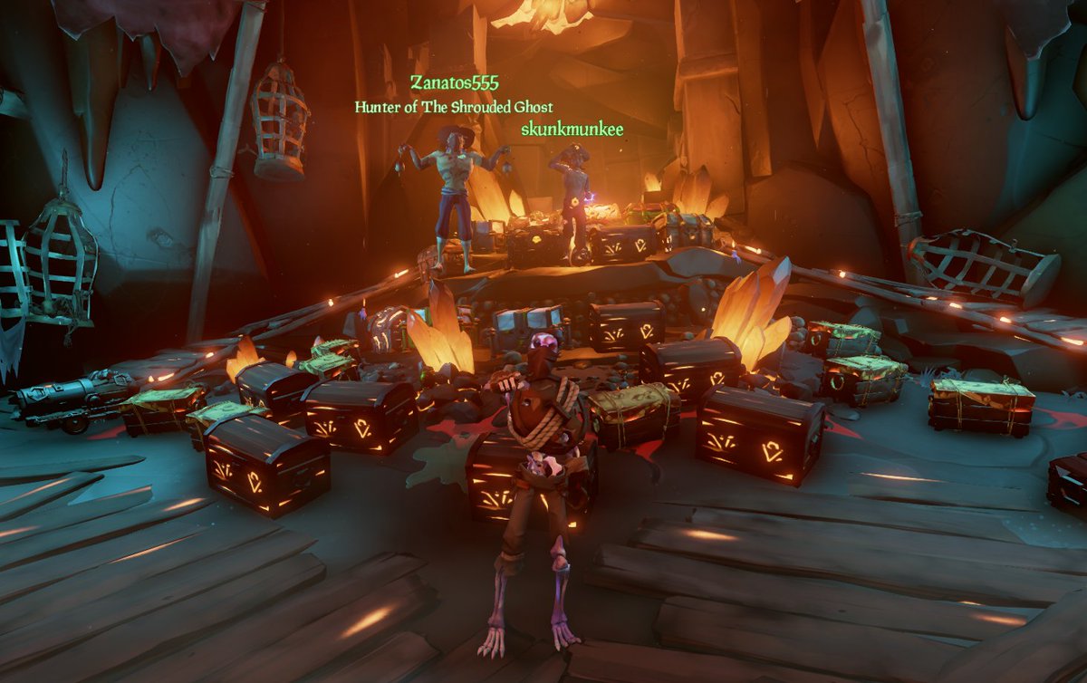 Fantastic #Seaofthieves stream with <a href="/skunkmunkee/">Skunkmunkee</a>  <a href="/zanatos555/">Zanatos</a>  (&amp; <a href="/KBoldZiel/">KoboldZiel</a> ) today! 

Finally got to check out the new act and had a charity giveaway for a GP Ship set! 

Giving out a GP Weapon set tomorrow and Friday another GP Ship set as part of our Twitch charity month!