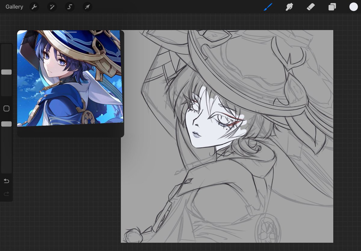 Got a Scaramouche WIP for his late birthday (trying out new lineart brushes) #wip #scaramouche #wanderer