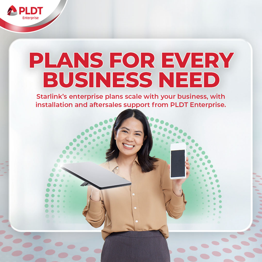 PLDTEnterprise's tweet photo. Every business connects differently.

With PLDT Enterprise Satellite Internet via Starlink, you get flexible data plans &amp; enterprise-grade connectivity built to match how your business runs best. 

Learn more: https://t.co/yIMYhtL6qO

#CommittedToYourSuccess https://t.co/f4jfaBXJfD