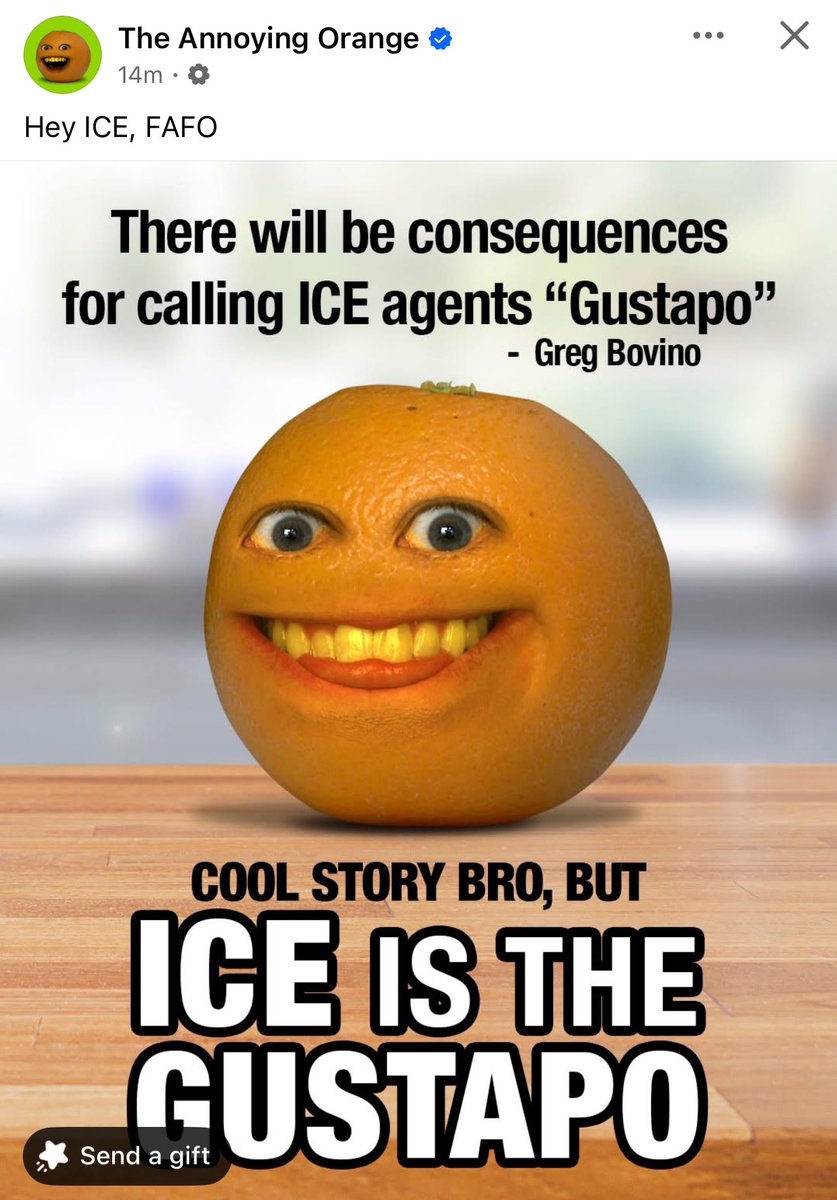 milkinhisbag's tweet image. shits so bad rn we got the annoying orange condemning ice bro