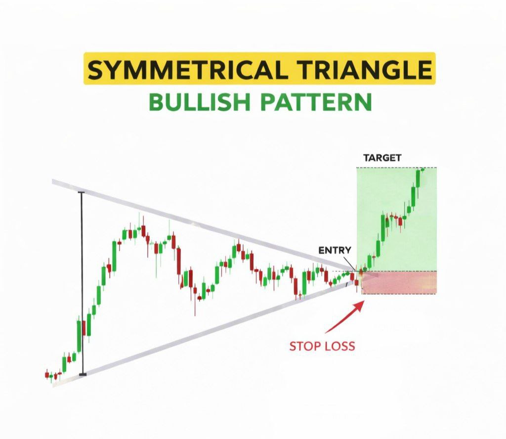 SYMMETRICAL TRIANGLE BULLISH PATTERN #EDUCATIONAL POST