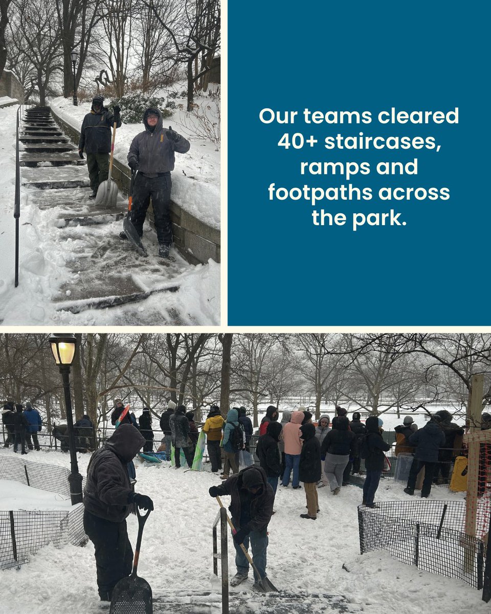 RiversideParkNY's tweet photo. Thanks to our crew for all their time and energy tackling snow removal across the park! Over the weekend and into today, Conservancy staff and volunteers worked alongside NYC Parks workers in challenging conditions to keep Riverside Park accessible for those who need it. https://t.co/YVGC2LY2Pz