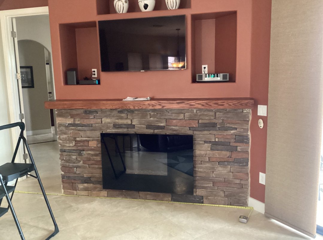MagicTouchAir's tweet photo. 🔥 Before ➜ After Fireplace Glow-Up 🔥

Outdated electric fireplace, niches, stone… gone.

New 3-sided floating electric fireplace,  mantel suite, hidden AV cords, new TV, fresh paint &amp; trim.  Phoenix, AZ
#BeforeAndAfter #FireplaceUpgrade #ModernFireplace #ElectricFireplace https://t.co/umWTm4t242