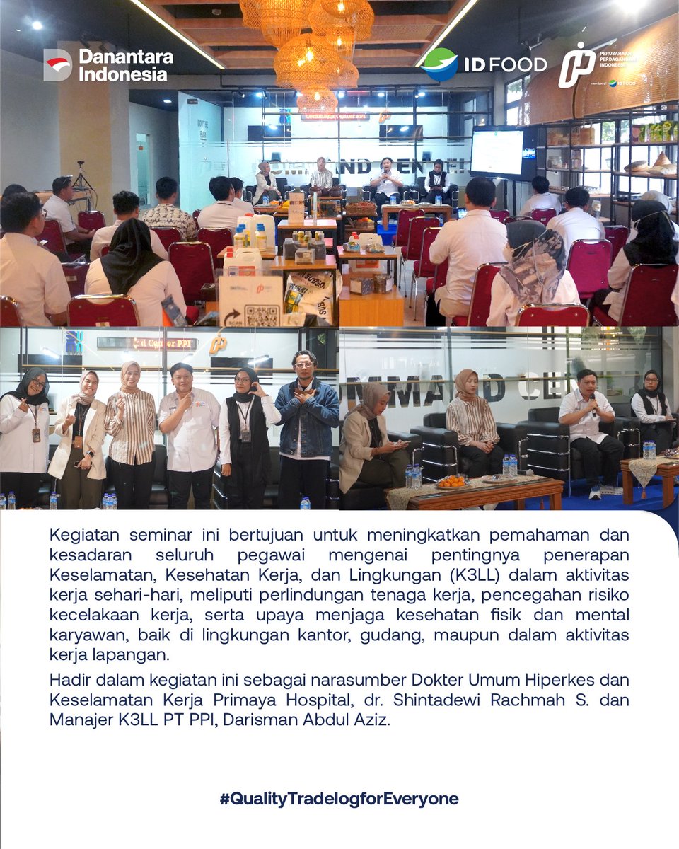 PT PPI menggelar kegiatan Seminar "K3LL dalam Aktivitas Kerja Sehari-hari" dengan tema pembahasan Kesehatan Mental dan Kelelahan Bekerja yang diikuti oleh seluruh karyawan/ti secara hybrid di Trading House, Grha PPI, Jakarta pada Senin (26/01/2026).