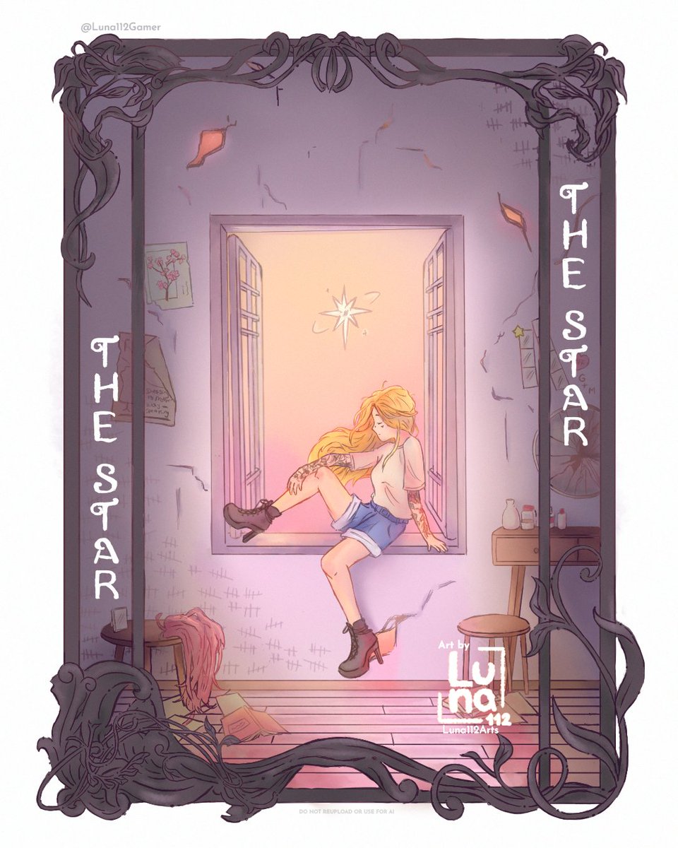 Luna112Gamer_'s tweet photo. Tercera ilustración de las cartas del tarot inspiradas en el estilo del art nouveau con los personajes de #adom, #adome, #adoma.

Eme/Mirari - La Estrella✨ https://t.co/r4a86DAzBj