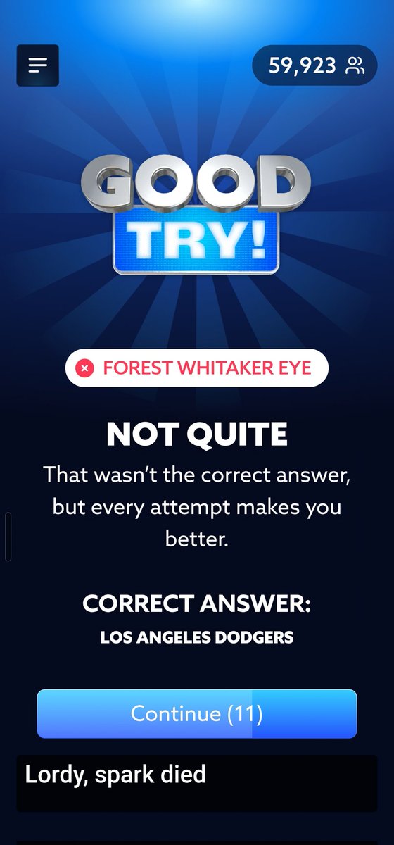 Eventually your day will come Forest Whitaker Eye. Today was not that day

#bestguesslive