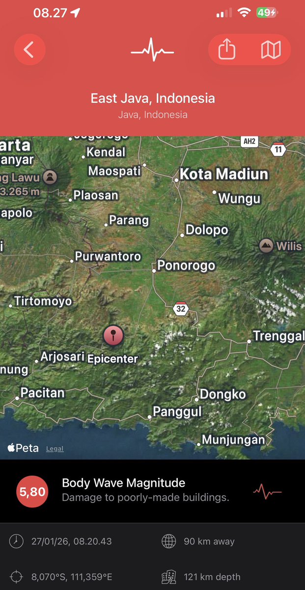 dicky_tinton's tweet photo. Titik gempa baru dan langsung gede bgt magnitudonya. Semoga tidak ada korban jiwa & kerusakan bangunan ๐ซฃ๐ฅบ
#gempa #autofollback https://t.co/kx2zIULN0Q
