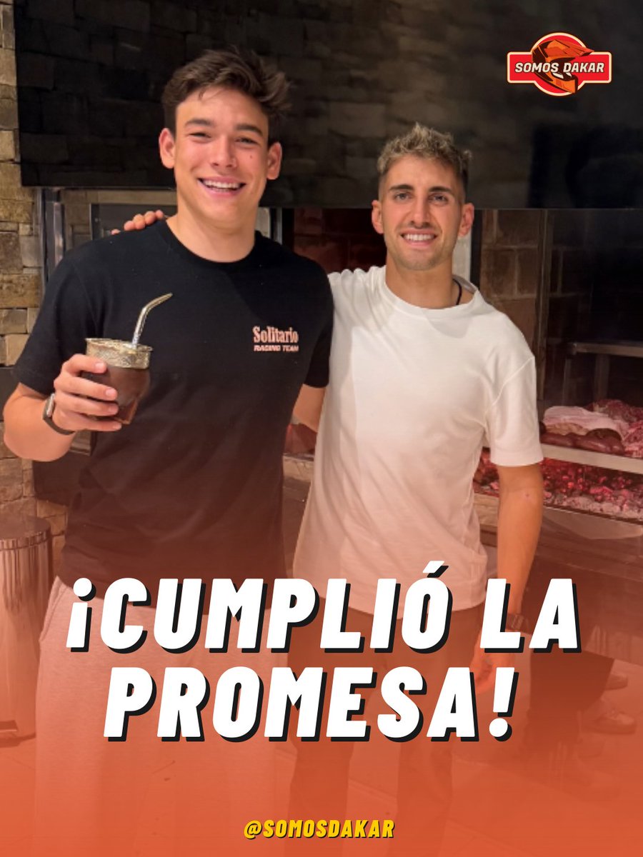 SomosDakar's tweet image. EDGAR CANET CUMPLIÓ LA PROMESA!

El piloto español de KTM había dicho que, si Luciano Benavides ganaba el Dakar 2026, él viajaría a Salta.

Dicho y hecho, las promesas se cumplen, y hoy los Benavides lo recibieron con mates y un buen Asado Argentino, como debe ser 😄🧉