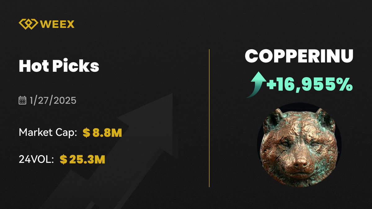 Hot Picks:  > $COPPERINU #COPPERINU   

$100 USDT Giveaway💰
 5 winners  

Just:
 👉 Follow <a href="/WEEX_Official/">WEEX</a>
🔸  TAG 3 FRENDS+ Drop WEEX UID  

48 hours  

Register Instantly Here: weex.com/events/welcome… 

#blockchain #tradetoearn
