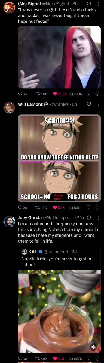 Nutella tricks are taking over my timeline, I can't believe I was never taught any in school