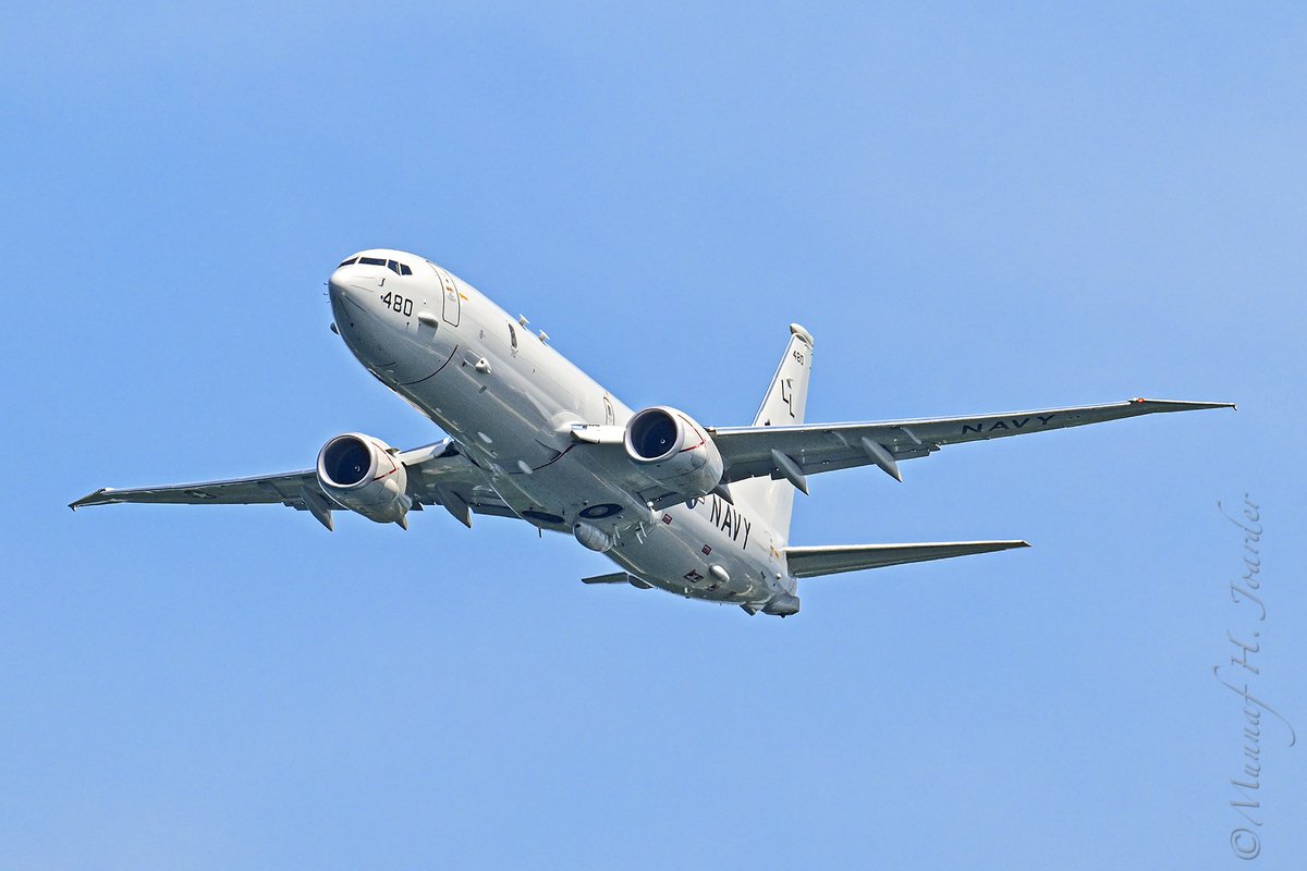 U.S. Navy Boeing P-8 Poseidon during flight demonstration at Traverse City Air Show 2025.