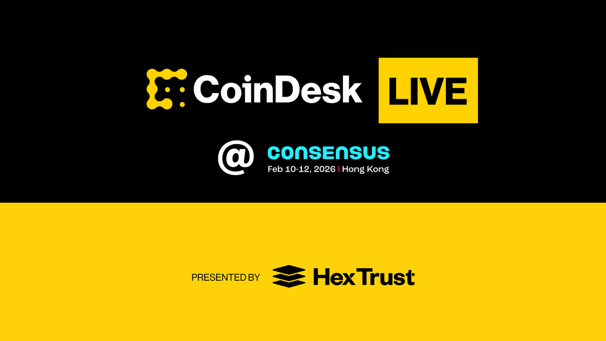 Watch it happen live.

CoinDesk Live at <a href="/consensus_hk/">Consensus Hong Kong</a>, sponsored by <a href="/Hex_Trust/">Hex Trust</a>. Exclusive interviews, livestreams, and a full studio setup on the floor.

Open to all attendees to tune in on Feb 11-12. Don't miss it.