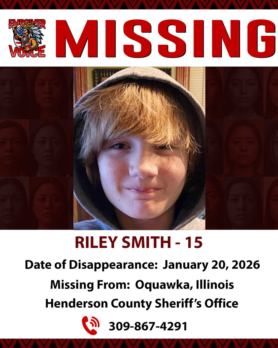 EmpowerNative's tweet image. 🚨 MISSING PERSON ALERT - RILEY SMITH 🚨

If you have any information, please contact:
📞 Henderson County Sheriff’s Office: 309-867-4291
📞 NCMEC Case Number: 2075065
📞 Or call 911 immediately

#EmpowerNativeVoice #ShareYourVoice #MissingPerson #BringThemHomeNow