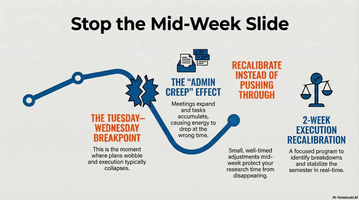 SilvaOpps's tweet photo. Most academic weeks don’t fall apart on Monday.
They unravel by Wednesday.

If this feels familiar, feel free to DM me.

#professor #AcademicTwitter #Execution https://t.co/cG5GPcuucU