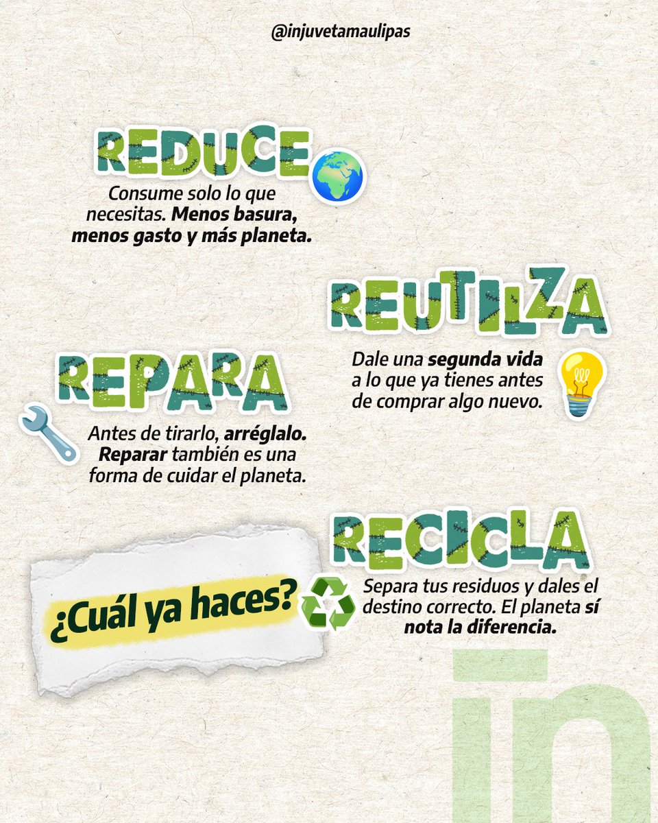 ¡Hoy es el Día Mundial de la Educación Ambiental!🌳🌿 

Este día promueve y busca fomentar actitudes y comportamientos que contribuyan a la sostenibilidad del planeta. La educación ambiental es clave para empoderar a las comunidades y generar un cambio positivo.

#injuvetamps