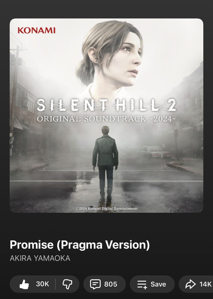 Song: Promise (Pragma Version) 🎶
Artist: <a href="/AkiraYamaoka/">Akira Yamaoka</a> 🎤
Music Streaming Service: <a href="/youtubemusic/">YouTube Music</a> And <a href="/YouTube/">YouTube</a> 🎧
<a href="/youtubemusic/">YouTube Music</a> <a href="/YouTube/">YouTube</a> <a href="/AkiraYamaoka/">Akira Yamaoka</a> <a href="/Konami/">Konami</a> <a href="/BlooberTeam/">Bloober Team | Layers Of Fear OUT NOW on Switch 2</a> <a href="/SilentHill/">Silent Hill Official</a> <a href="/silenthill_jp/">SILENT HILL</a> <a href="/luke_j_roberts/">Luke Roberts</a> <a href="/EvieTempleton/">Evie Templeton</a> <a href="/PlayStation/">PlayStation</a> <a href="/Xbox/">Xbox</a> <a href="/theESA/">Entertainment Software Association</a> 
#silenthill #konami