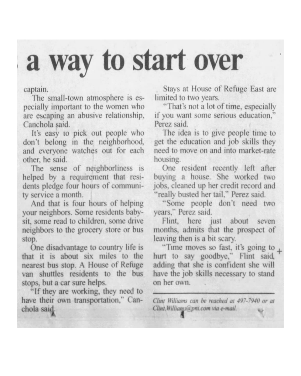 Honoring a Partnership That Made Home Possible
As we reflect on 30 years of House of Refuge, we honor a pivotal partnership that made our community—and our mission—possible.