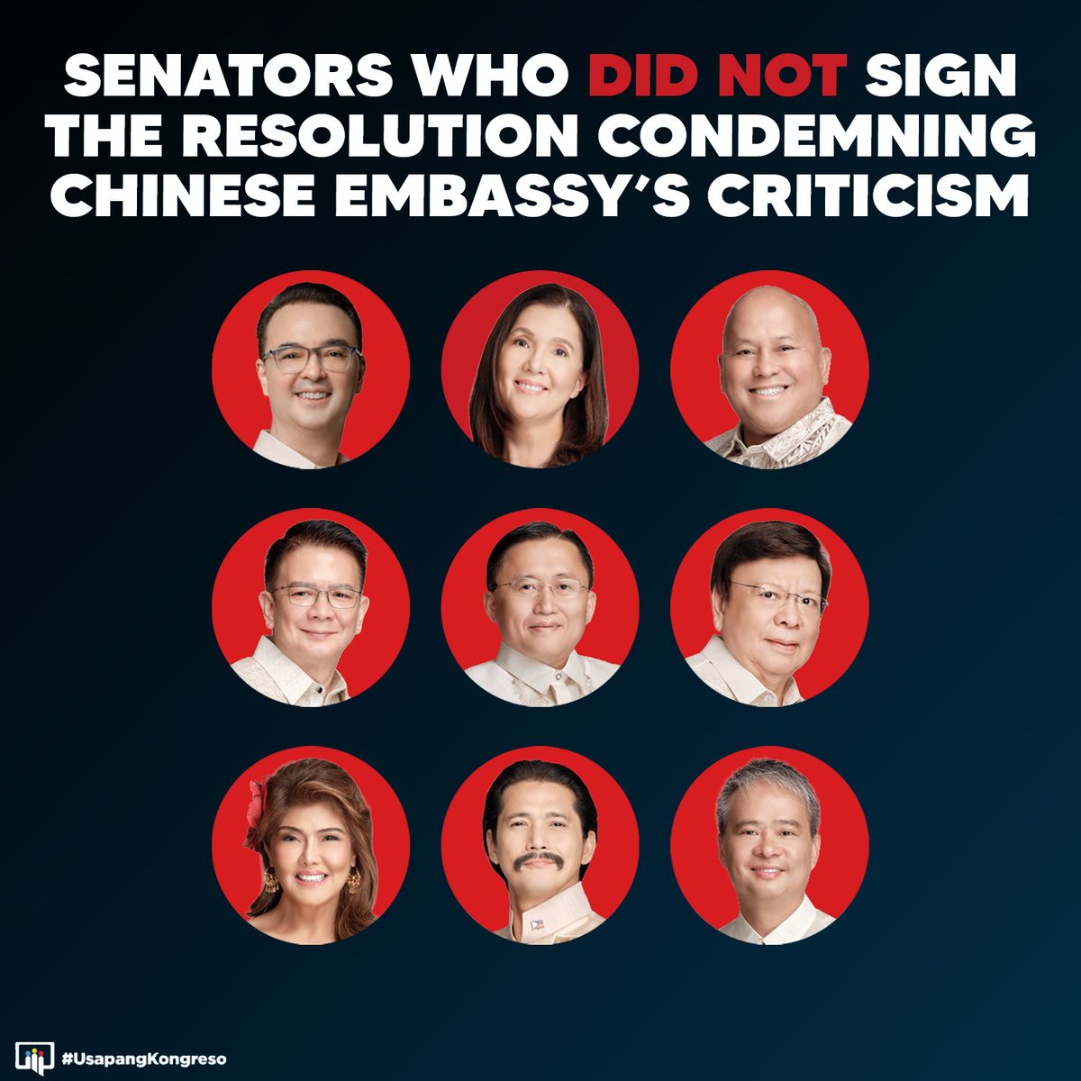 Ladies and gentlemen, Team China in our very own Senate! As in the past, so today (Spain, Japan, US): our nation’s deepest wound is not the foreigner who intrudes and occupies, but the segments of Filipino political class who legitimizes and consents. Shame.