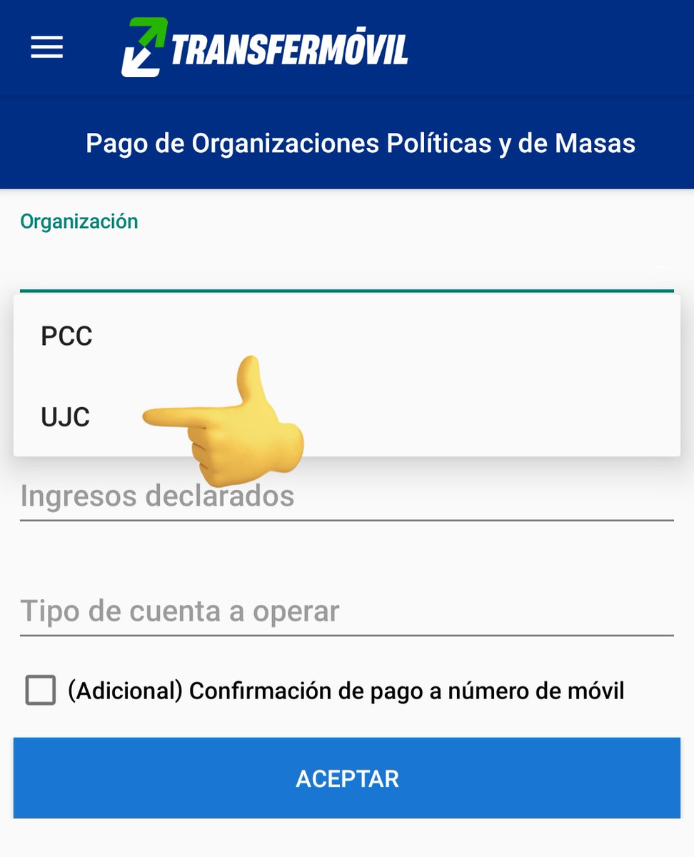 ✳️NUEVA VERSIÓN DE TRANSFERMÓVIL✳️
Versión V. 1.260122
Fecha: 26/01/2026
Novedades:
✅️Se incorpora en Pago de las Organizaciones Políticas y de Masas, la cotización de la UJC.
✅️Se modifica el nombre de la operación para el pago de la Factura telefónica por Telecomunicaciones